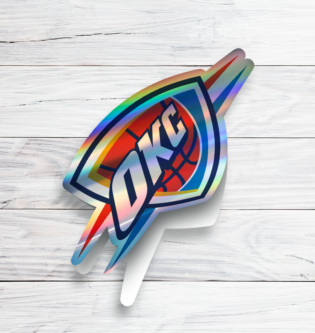 Oklahoma City Thunder Logo Sticker - Holographic or Glossy - Waterproof - Great Gift NBA Stickers - Rozovy