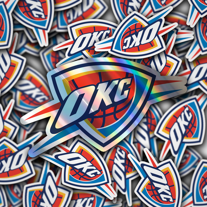 Oklahoma City Thunder Logo Sticker - Holographic or Glossy - Waterproof - Great Gift NBA Stickers - Rozovy