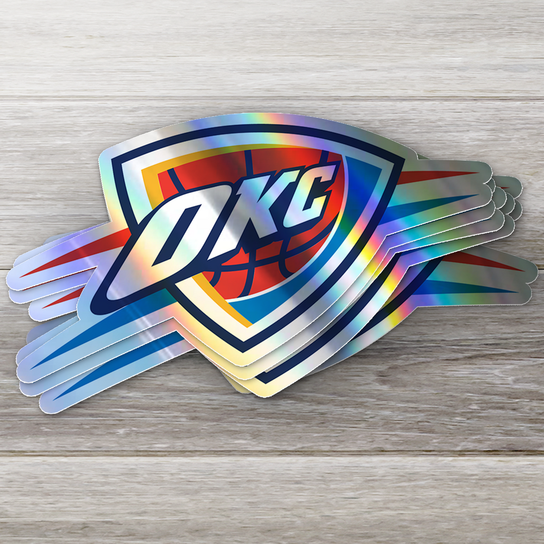 Oklahoma City Thunder Logo Sticker - Holographic or Glossy - Waterproof - Great Gift NBA Stickers - Rozovy