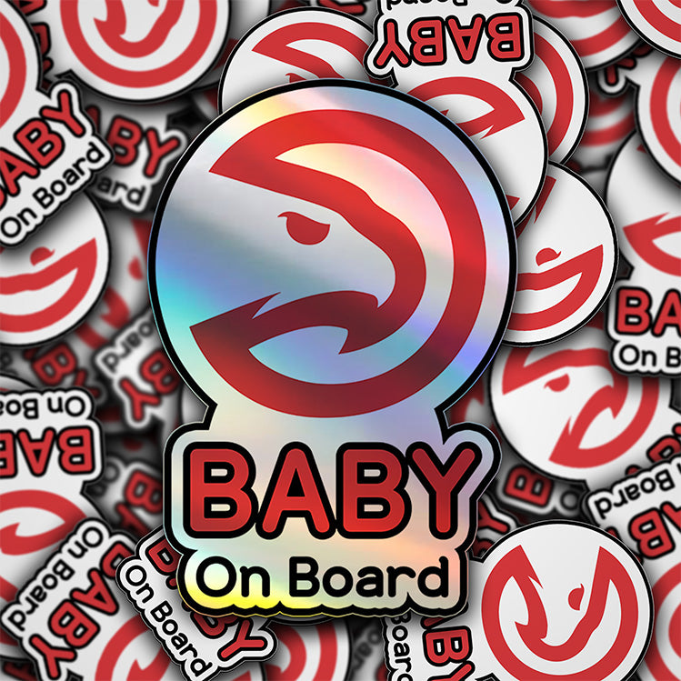 Atlanta Hawks Baby on Board Sticker - NBA Car Decal