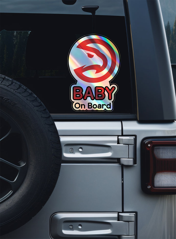 Atlanta Hawks Baby on Board Sticker - NBA Car Decal