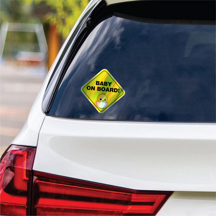 Baby-on-Board-Sticker-Yellow-Background-Chick-Hatching-Car-Sticker-Decal-Kids-in-the-Car-Parents-Advisment-Safety-Vehicle-Caution-Precious Baby on Board - Rozovy