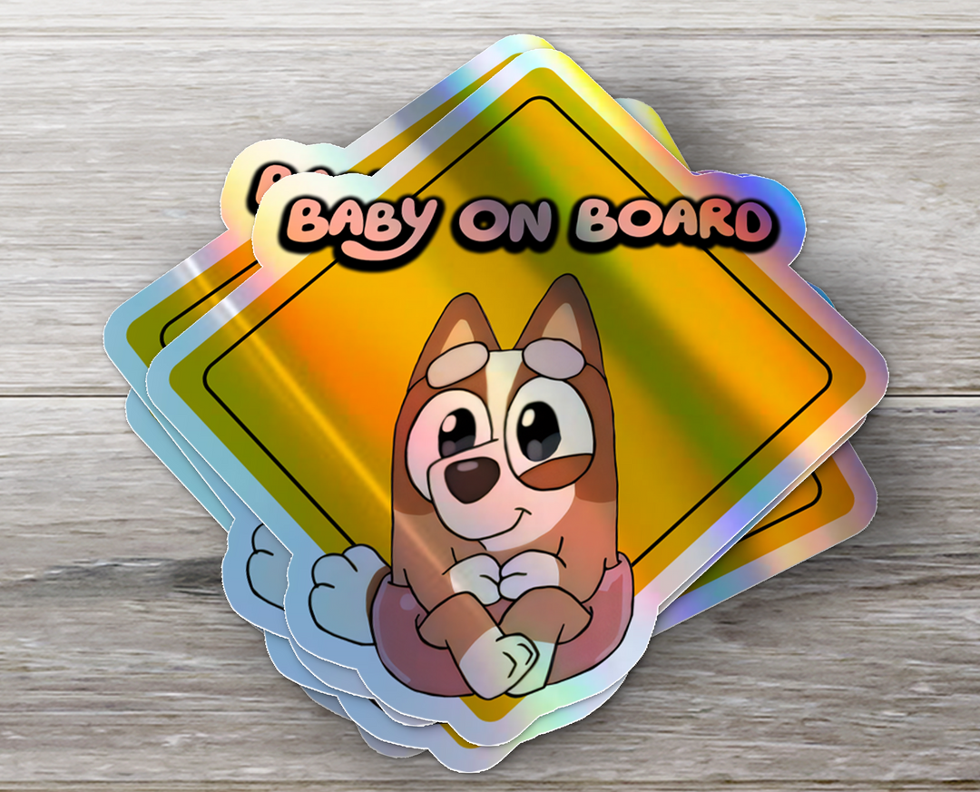 Waterproof Holographic Vinyl Bingo Baby on Board Sticker / Baby Car Decal