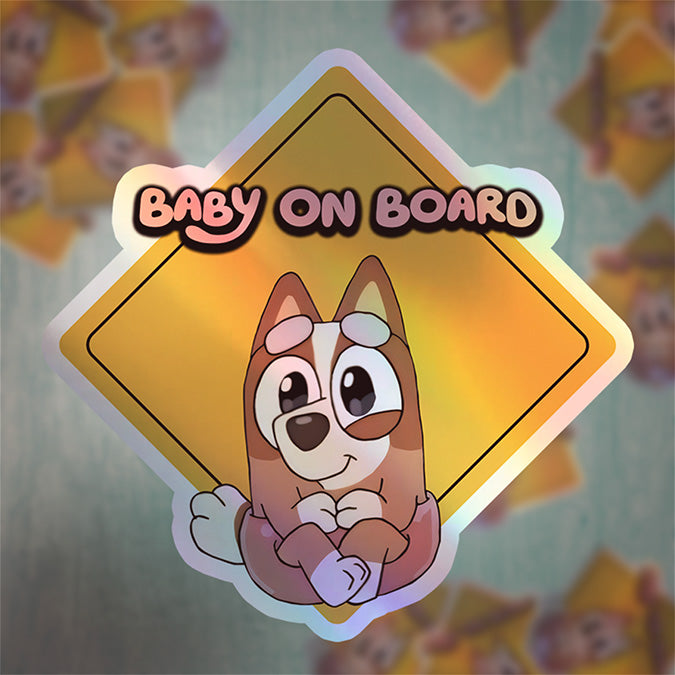 Waterproof Holographic Vinyl Bingo Baby on Board Sticker / Baby Car Decal