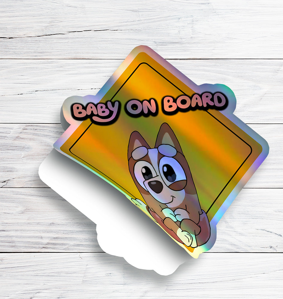 Waterproof Holographic Vinyl Bingo Baby on Board Sticker / Baby Car Decal