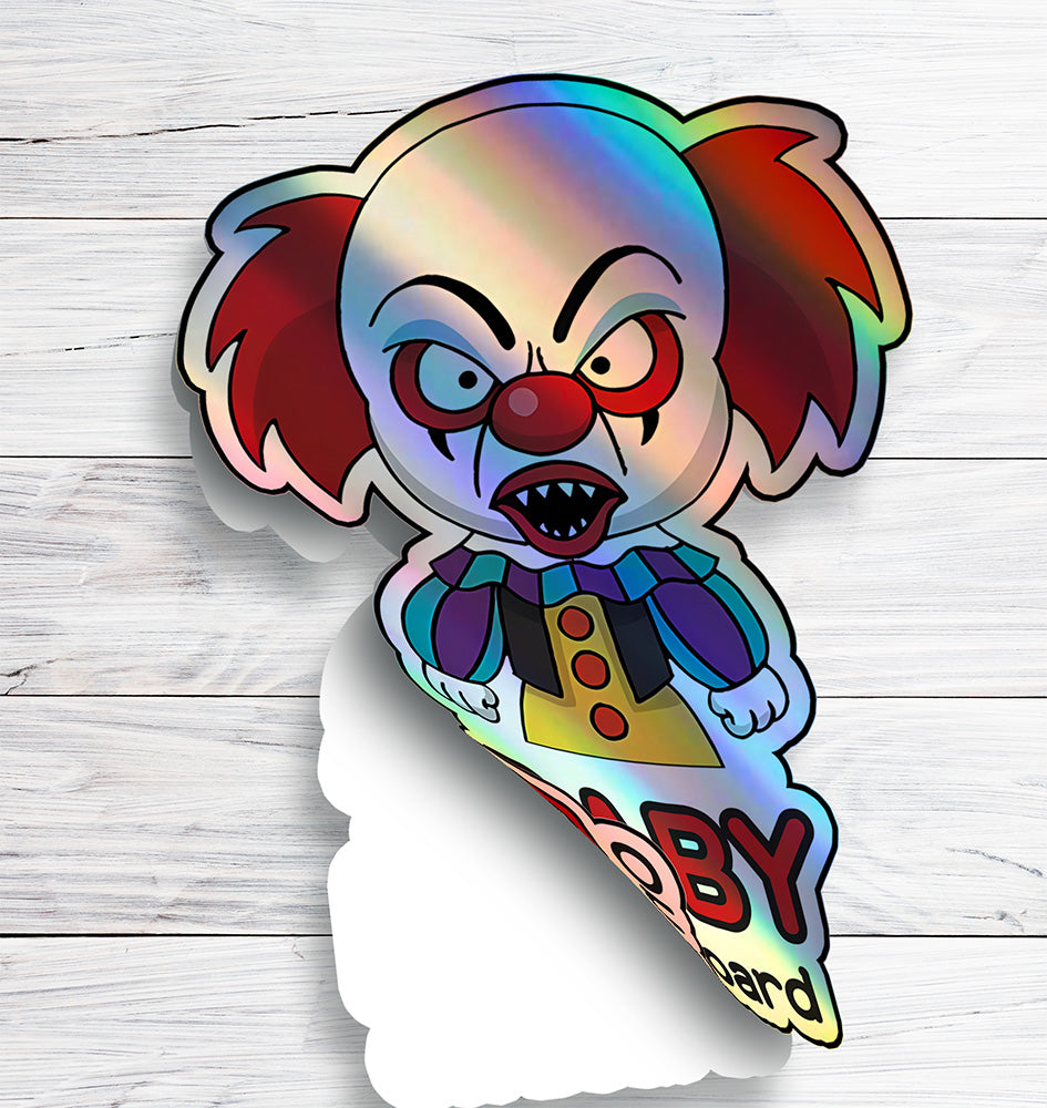 Holographic Baby On Board Creepy Clown Sticker | Cute Horror Movie Inspired Car Decal | Halloween Baby Safety Sticker | Funny Car Decor