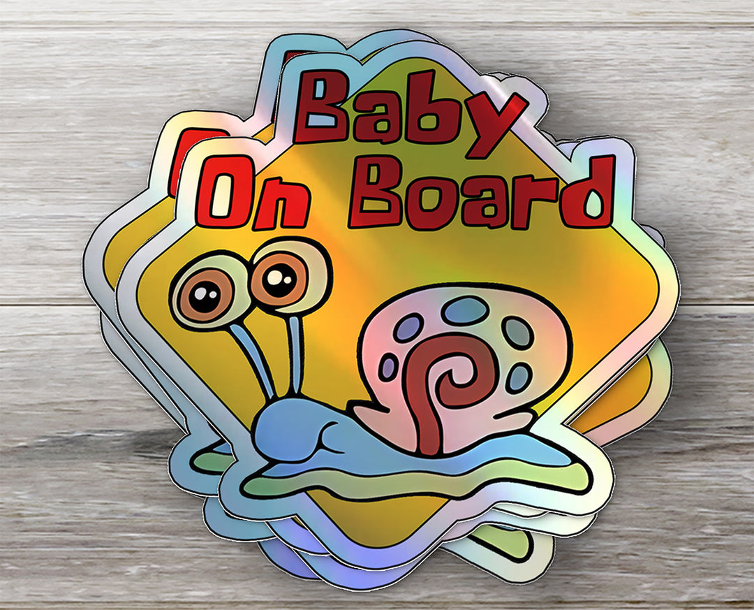 Baby on Board Sticker - Car Window Decal - Baby Safety Sign - Gary the Snail Inspired Sticker - Fun Kids Car Accessories