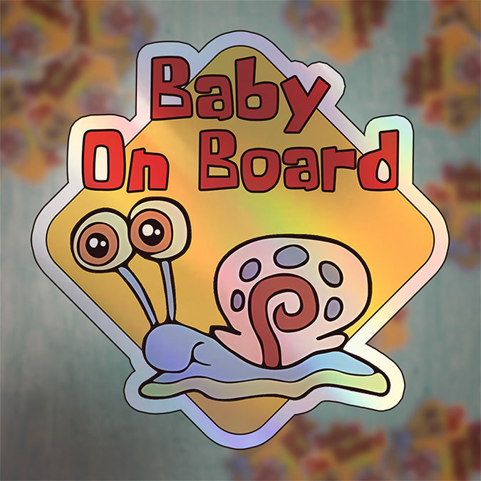 Baby on Board Sticker - Car Window Decal - Baby Safety Sign - Gary the Snail Inspired Sticker - Fun Kids Car Accessories