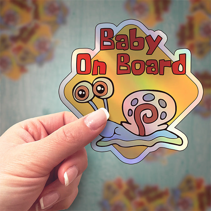 Baby on Board Sticker - Car Window Decal - Baby Safety Sign - Gary the Snail Inspired Sticker - Fun Kids Car Accessories