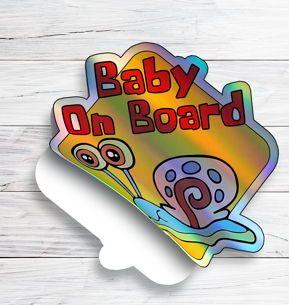 Baby on Board Sticker - Car Window Decal - Baby Safety Sign - Gary the Snail Inspired Sticker - Fun Kids Car Accessories