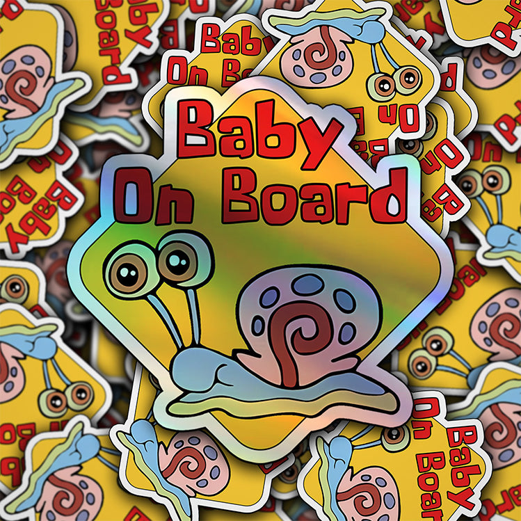 Baby on Board Sticker - Car Window Decal - Baby Safety Sign - Gary the Snail Inspired Sticker - Fun Kids Car Accessories