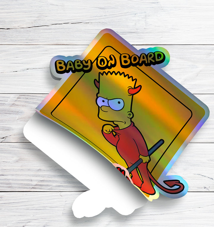 Baby-on-Board-Sticker-Yellow-Background-BART Simpson-Decal-Kids-in-the-Car-Parents-Advisment-Safety-Vehicle