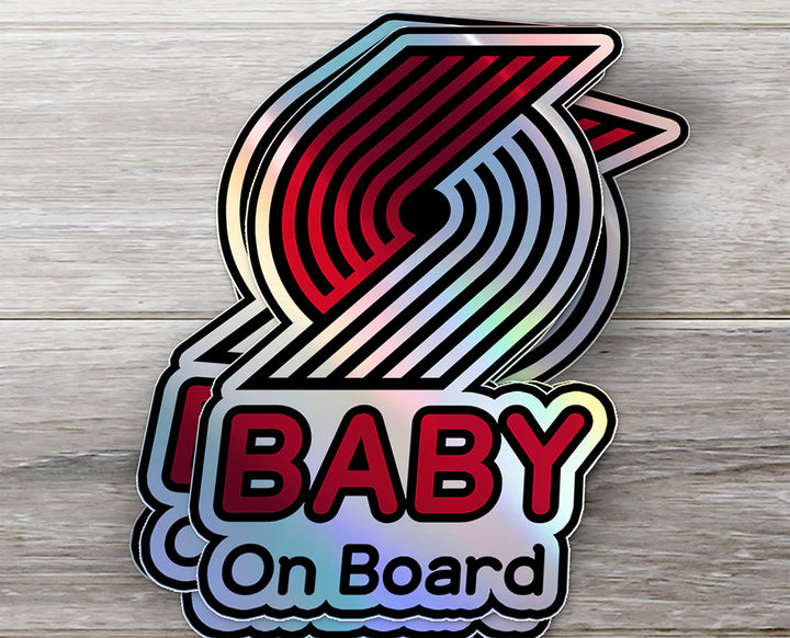 Baby on Board Sticker - Portland Trail Blazers Fan Design - Car Window Decal - Baby Safety Sign - Basketball Team Inspired Sticker - NBA Kids Car Accessories