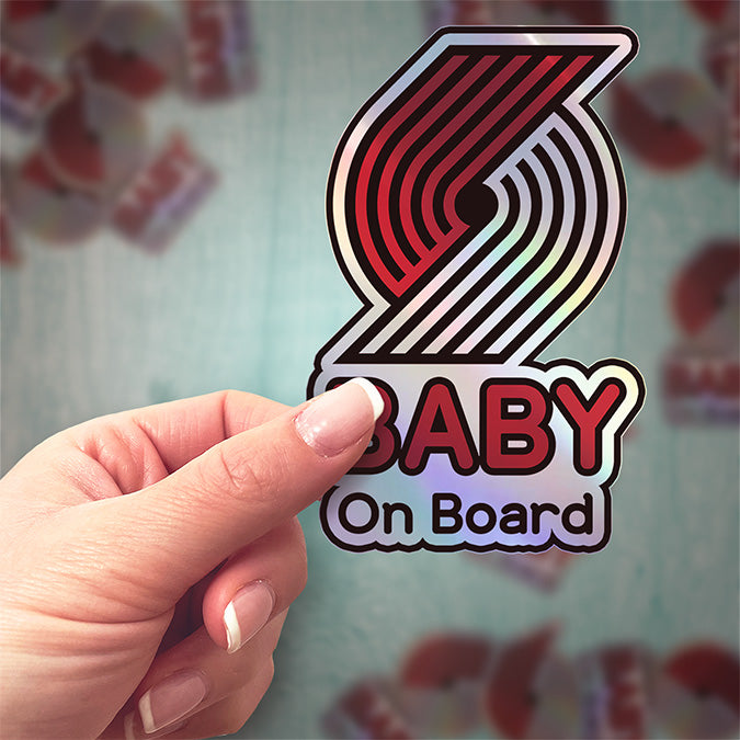 Baby on Board Sticker - Portland Trail Blazers Fan Design - Car Window Decal - Baby Safety Sign - Basketball Team Inspired Sticker - NBA Kids Car Accessories