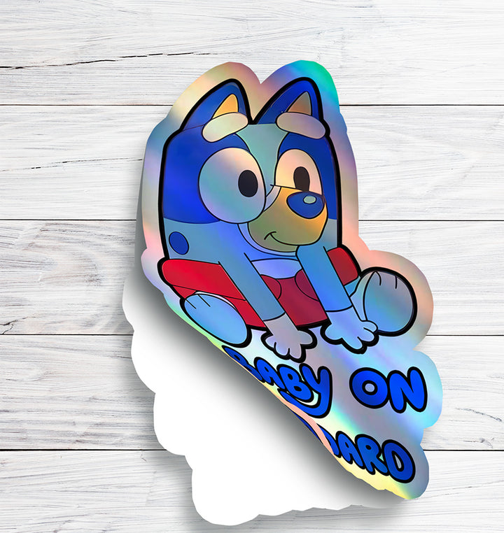 Baby on Board Sticker - Cute Blue Dog Design - Car Window Decal - Baby Safety Sign - Kids Car Accessories - Bluey Inspired Sticker