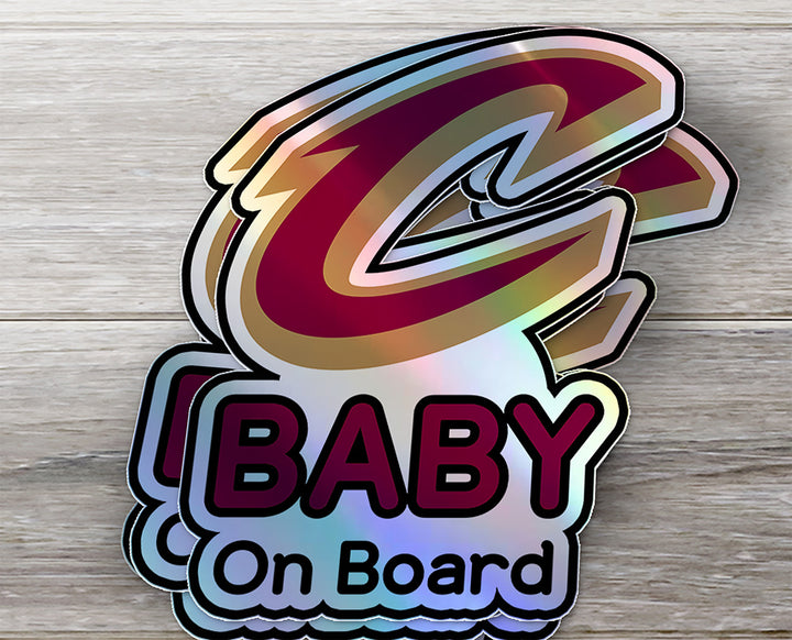 Cleveland Cavaliers Baby on Board Sticker - NBA Car Decal