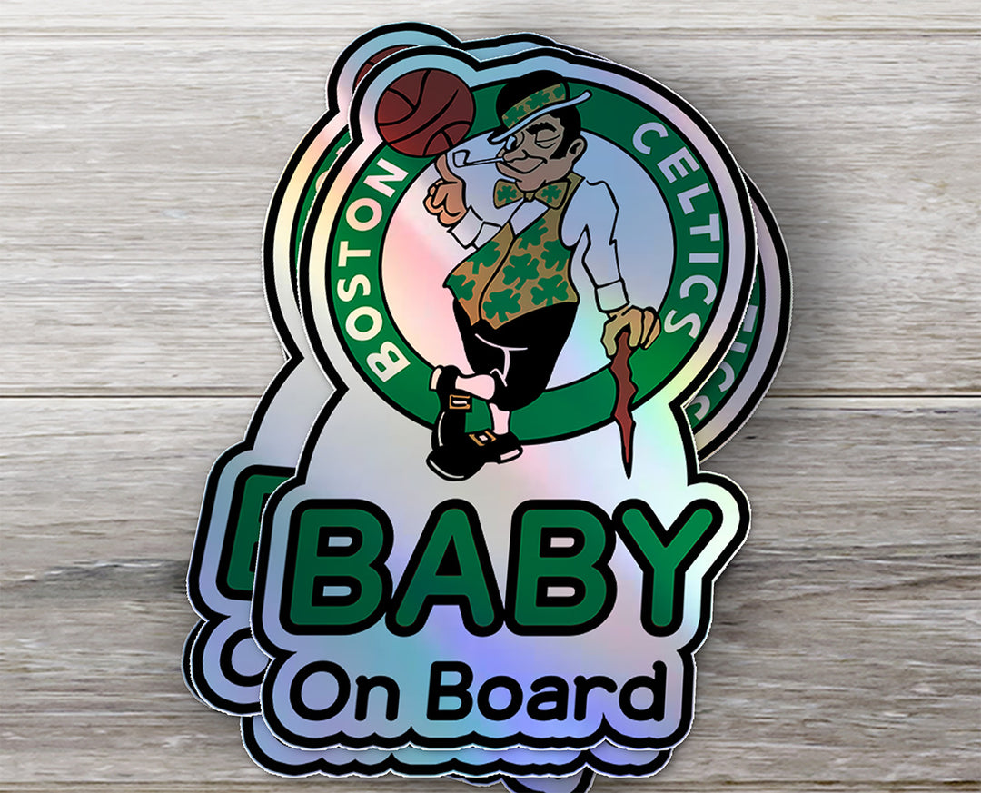 Boston Celtics Baby on Board Sticker - NBA Car Decal