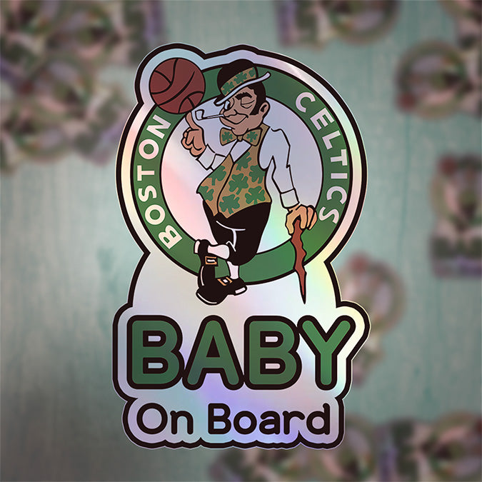 Boston Celtics Baby on Board Sticker - NBA Car Decal