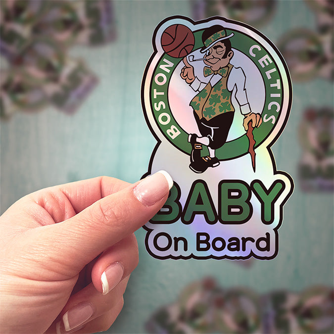 Boston Celtics Baby on Board Sticker - NBA Car Decal