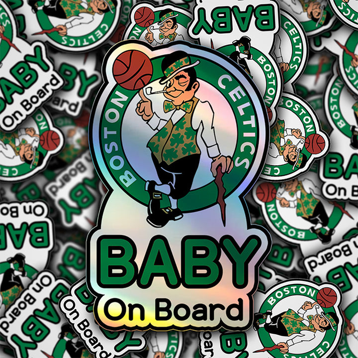 Boston Celtics Baby on Board Sticker - NBA Car Decal