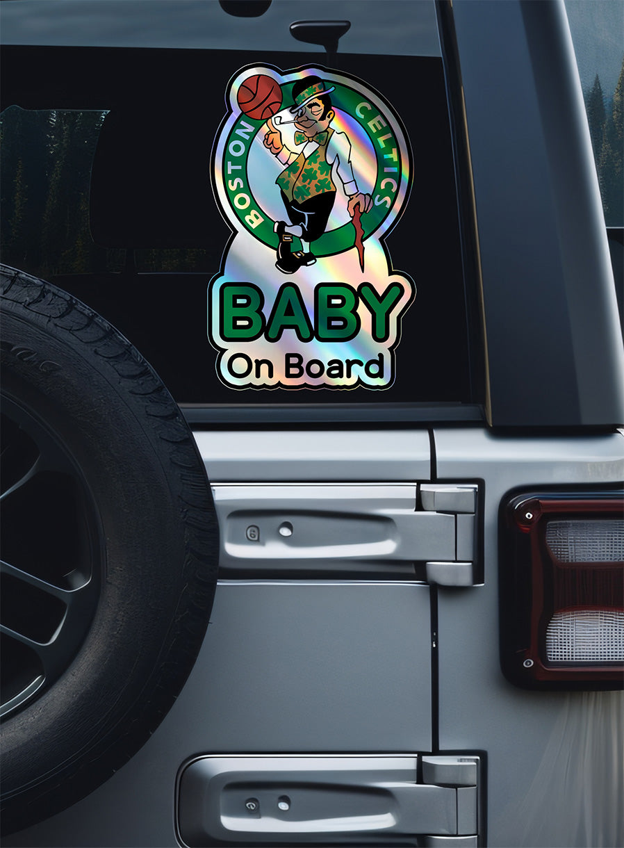 Boston Celtics Baby on Board Sticker - NBA Car Decal