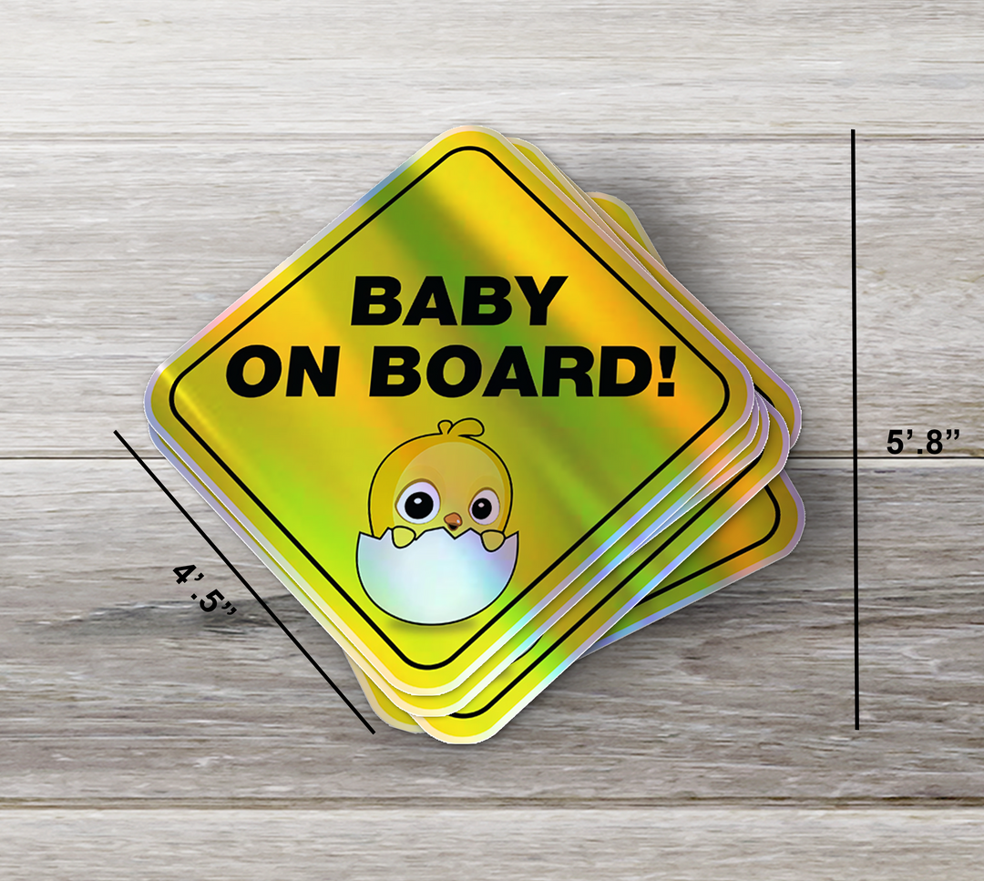 Baby-on-Board-Sticker-Yellow-Background-Chick-Hatching-Car-Sticker-Decal-Kids-in-the-Car-Parents-Advisment-Safety-Vehicle-Caution-Precious Baby on Board - Rozovy