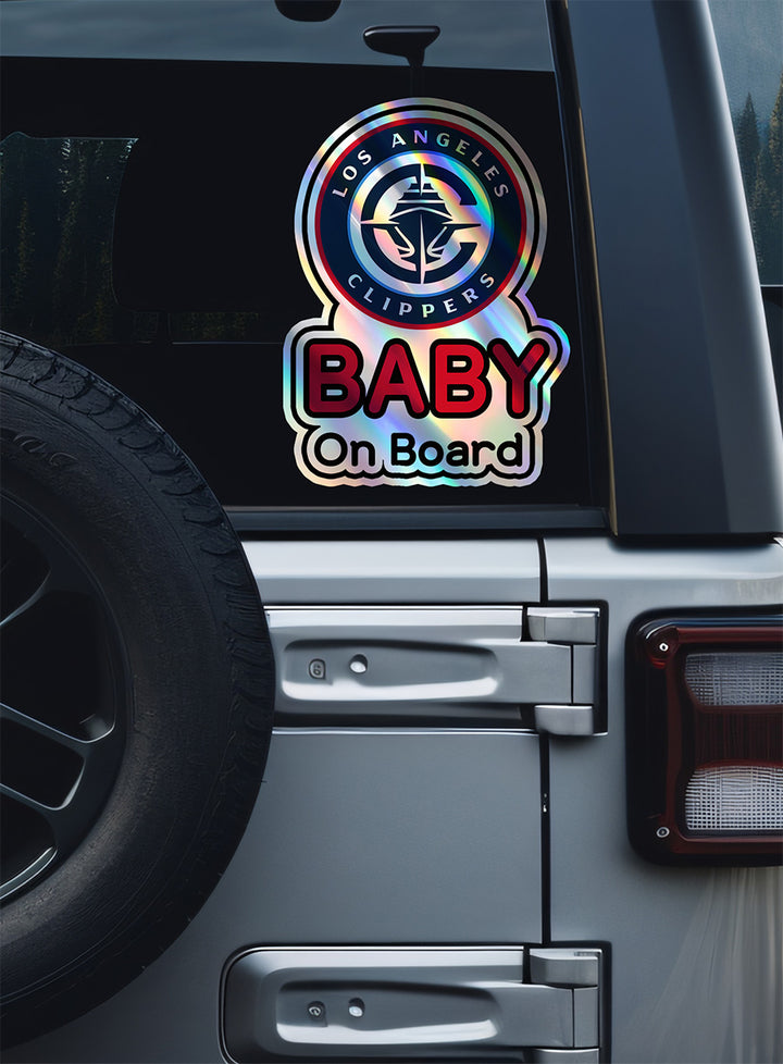 Baby on Board Sticker - Los Angeles Clippers Fan Design - Car Window Decal - Baby Safety Sign - Basketball Team Inspired Sticker - NBA Kids Car Accessories