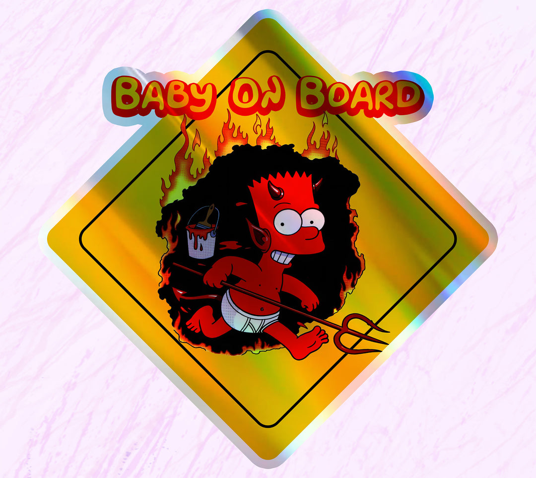 Baby-on-Board-Sticker-Yellow-Background-Bart and Lisa Simpson-Car-Sticker-Decal-Parents-Advisment-Safety-Vehicle