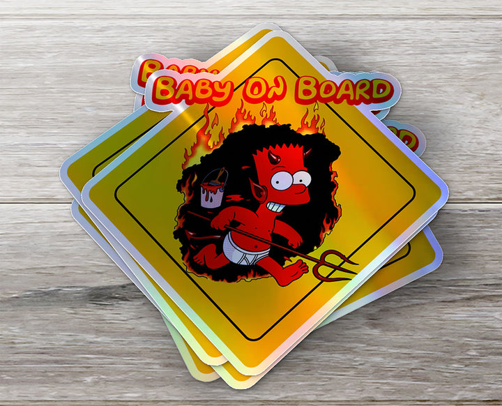 Baby-on-Board-Sticker-Yellow-Background-Bart and Lisa Simpson-Car-Sticker-Decal-Parents-Advisment-Safety-Vehicle