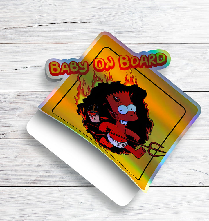 Baby-on-Board-Sticker-Yellow-Background-Bart and Lisa Simpson-Car-Sticker-Decal-Parents-Advisment-Safety-Vehicle