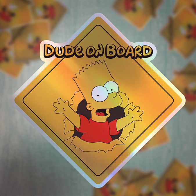 Dude-On-Board-Baby-on-Board-Sticker-Yellow-Background-Bart Simpson-Car-Sticker-Decal-Parents-Advisment-Safety-Vehicle