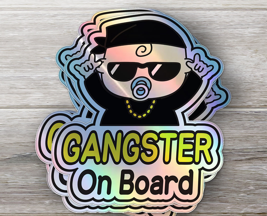 Baby on Board Car Sticker - HipHop Baby Character Design  - Holographic & Weather-Resistant