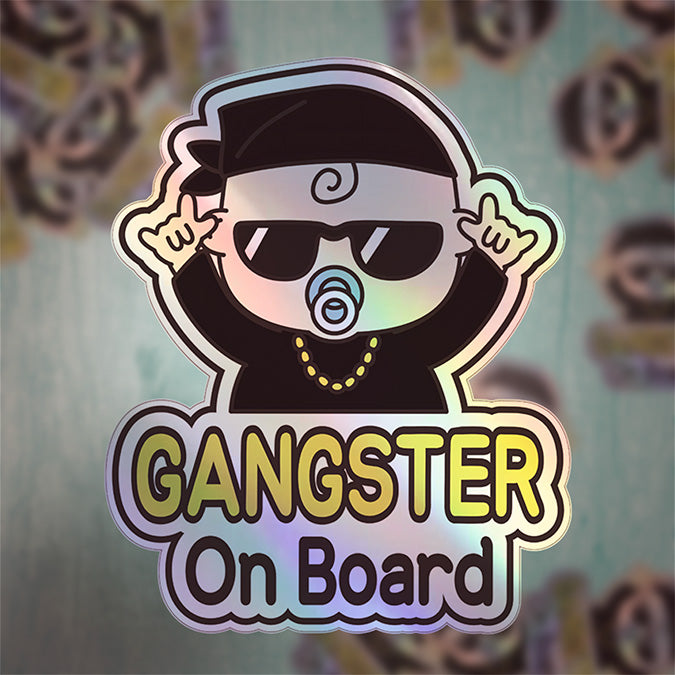 Baby on Board Car Sticker - HipHop Baby Character Design  - Holographic & Weather-Resistant