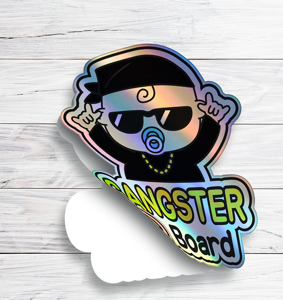 Baby on Board Car Sticker - HipHop Baby Character Design  - Holographic & Weather-Resistant