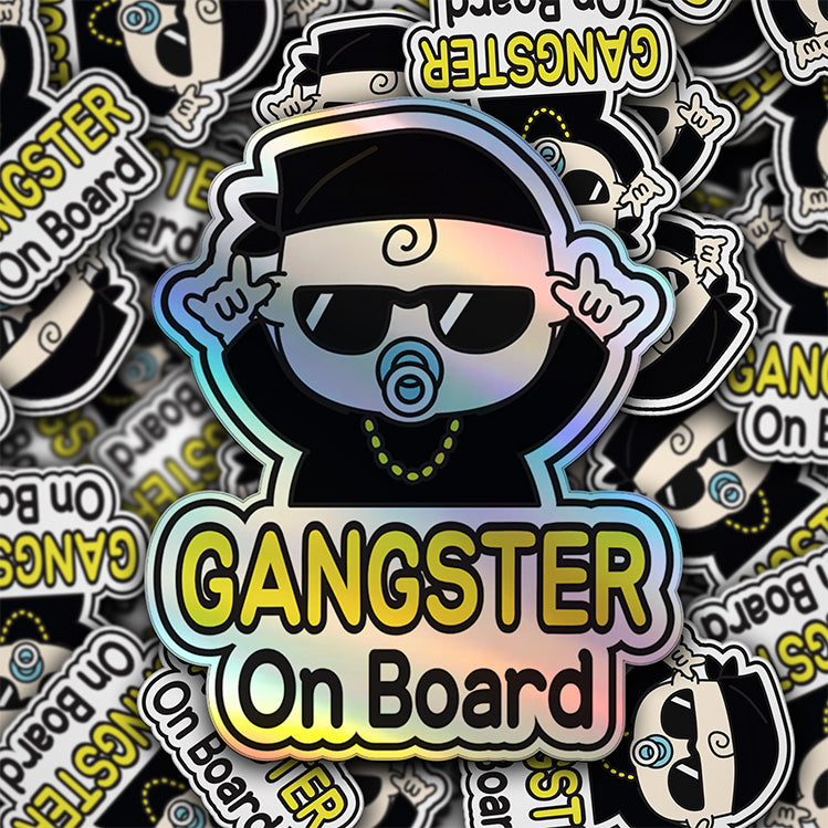 Baby on Board Car Sticker - HipHop Baby Character Design  - Holographic & Weather-Resistant