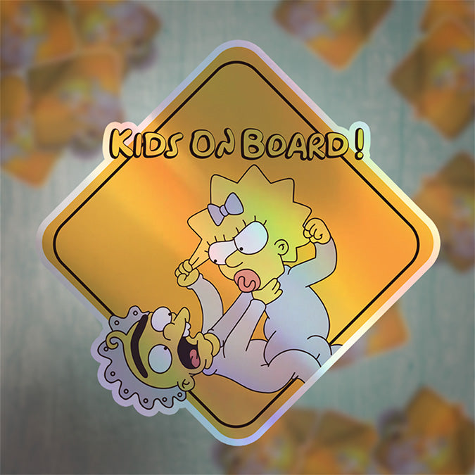 Baby-on-Board-Sticker-Yellow-Background-Maggie Simpson-Car-Sticker-Decal-Kids-in-the-Car-Parents-Advisment-Safety-Vehicle