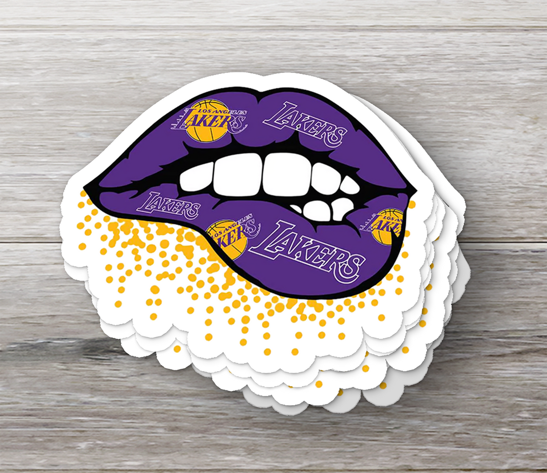 Los Angeles Lakers Lip Sticker - Holographic or Glossy - Waterproof - Great Gift NBA Stickers - Rozovy