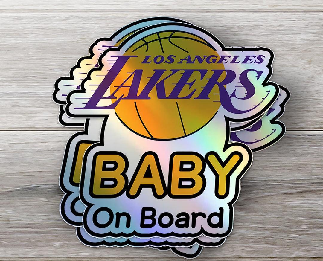 Baby on Board Sticker - Los Angeles Lakers Fan Design - Car Window Decal - Baby Safety Sign - Basketball Team Inspired Sticker - NBA Kids Car Accessories