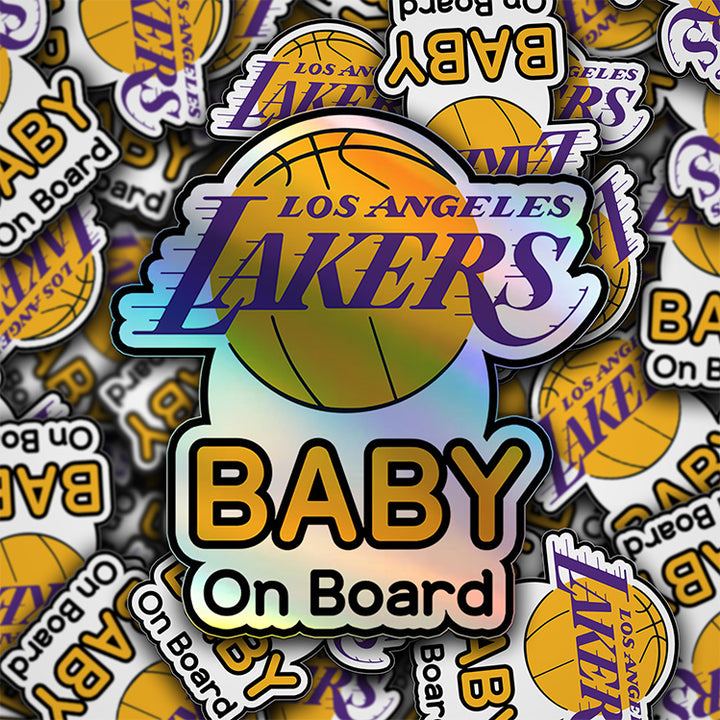 Baby on Board Sticker - Los Angeles Lakers Fan Design - Car Window Decal - Baby Safety Sign - Basketball Team Inspired Sticker - NBA Kids Car Accessories