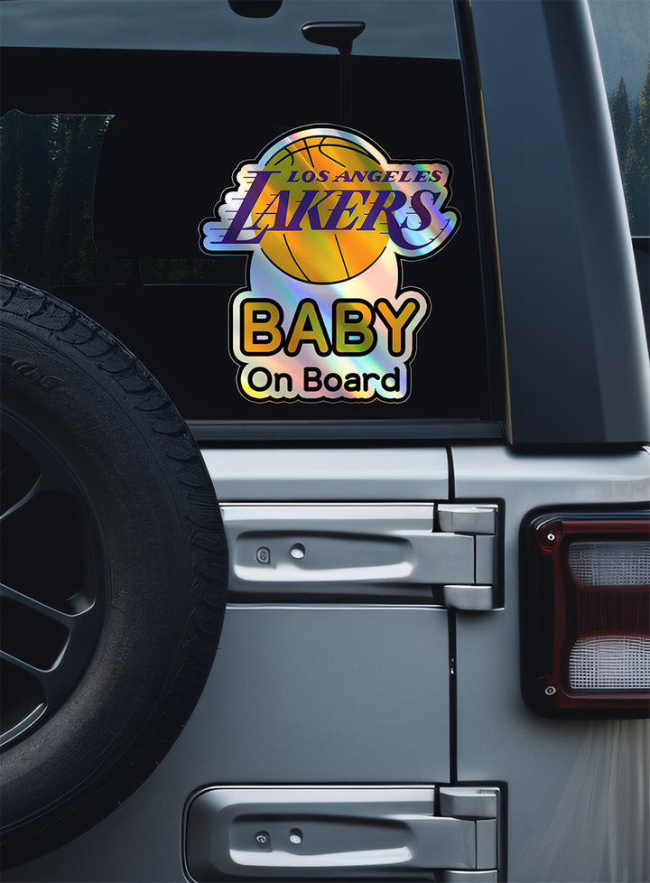 Baby on Board Sticker - Los Angeles Lakers Fan Design - Car Window Decal - Baby Safety Sign - Basketball Team Inspired Sticker - NBA Kids Car Accessories