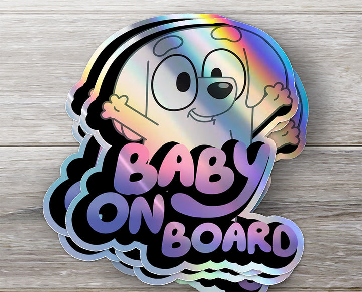 Lila from Bluey Holographic "Baby on Board" Sticker for Car Safety