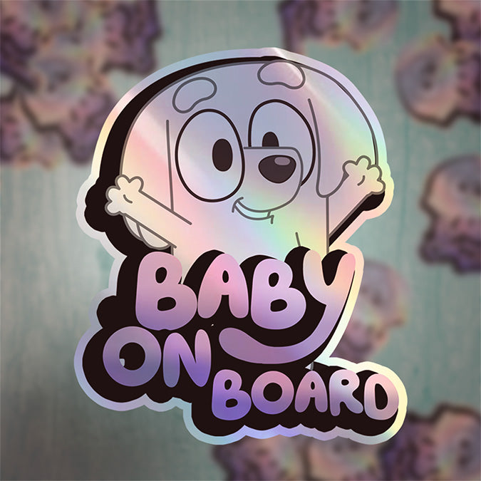 Lila from Bluey Holographic "Baby on Board" Sticker for Car Safety