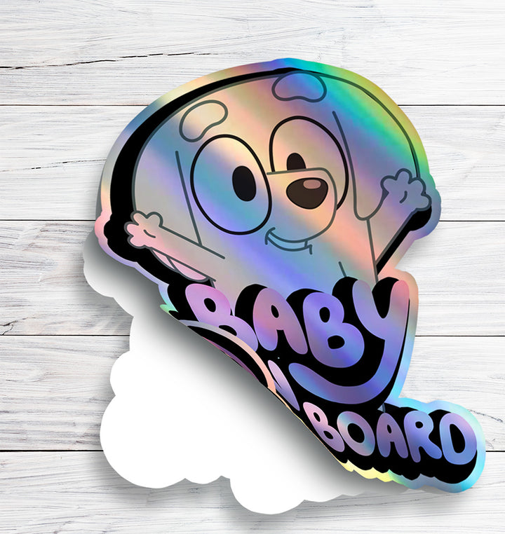 Lila from Bluey Holographic "Baby on Board" Sticker for Car Safety