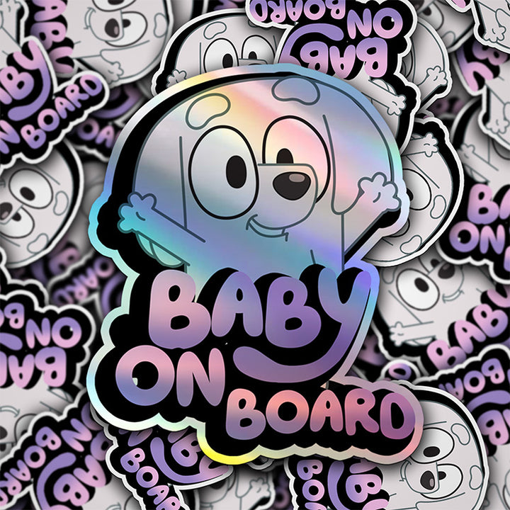 Lila from Bluey Holographic "Baby on Board" Sticker for Car Safety