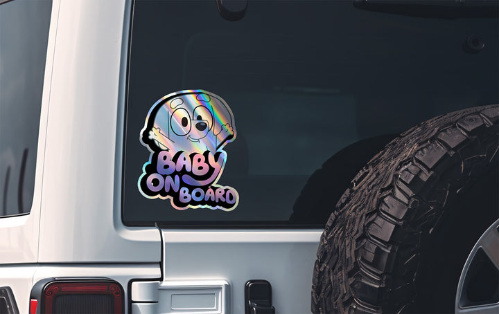 Lila from Bluey Holographic "Baby on Board" Sticker for Car Safety