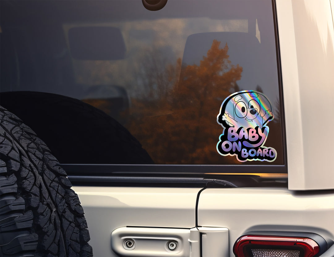 Lila from Bluey Holographic "Baby on Board" Sticker for Car Safety