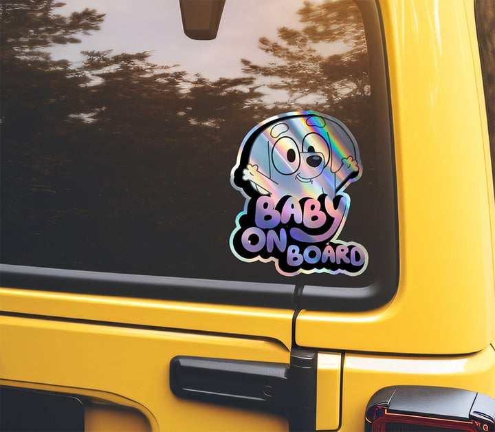 Lila from Bluey Holographic "Baby on Board" Sticker for Car Safety