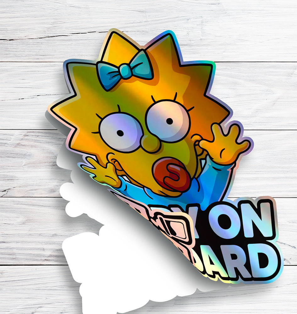 Baby-on-Board-Sticker-Yellow-Background-Maggie Simpson-Car-Sticker-Decal-Kids-in-the-Car-Parents-Advisment-Safety-Vehicle