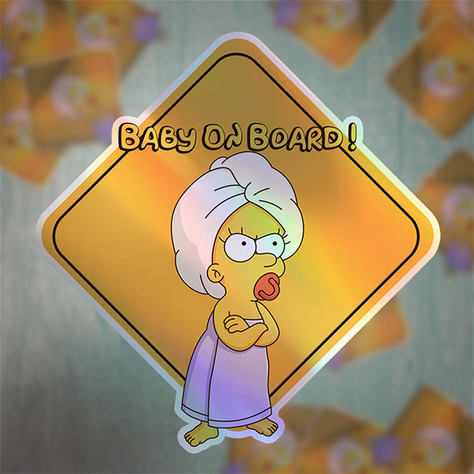 Baby-on-Board-Sticker-Yellow-Background-Maggie Simpson-Car-Sticker-Decal-Kids-in-the-Car-Parents-Advisment-Safety-Vehicle