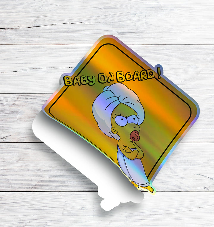 Baby-on-Board-Sticker-Yellow-Background-Maggie Simpson-Car-Sticker-Decal-Kids-in-the-Car-Parents-Advisment-Safety-Vehicle